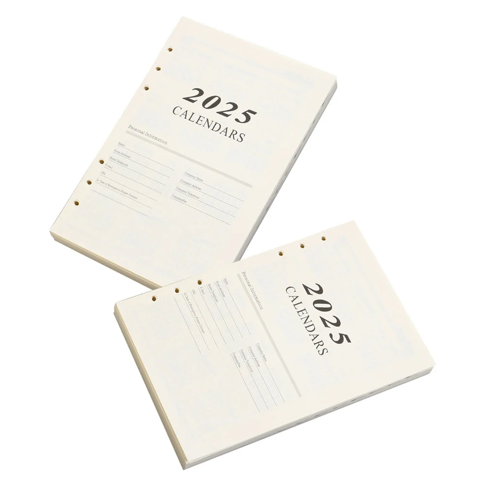 2 Sets 2025 Loose Leaf Paper Notepad A5 Loose-leaf Notebook Replacement Inserts The