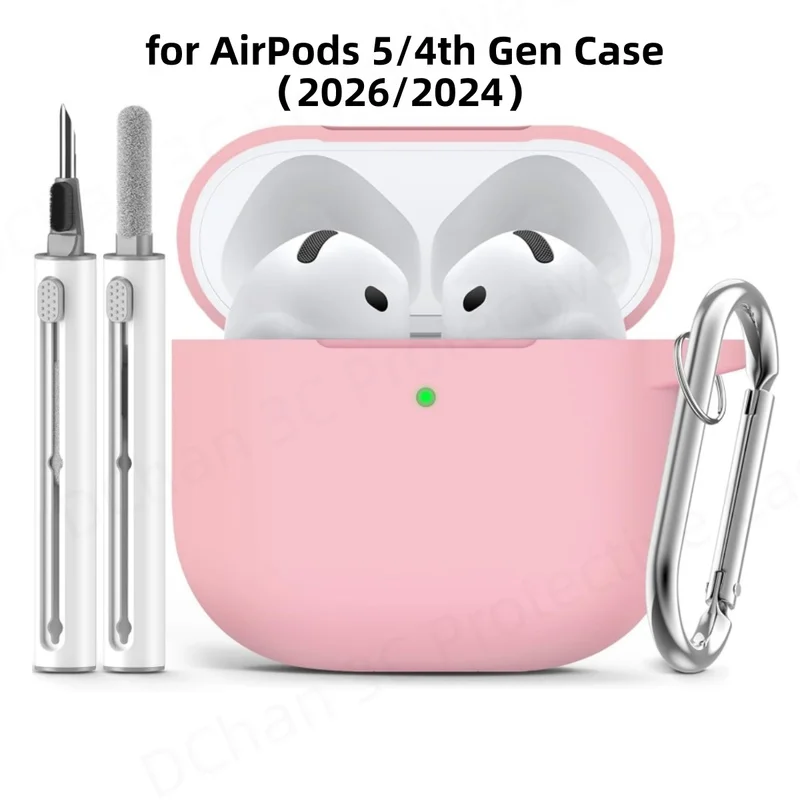 Case for 2026 AirPod 5 With Cleaner Kit AirPod 4/5 Cute Case Soft Silicone Case for AirPods 5/4th Gen Solid Color silicone Case
