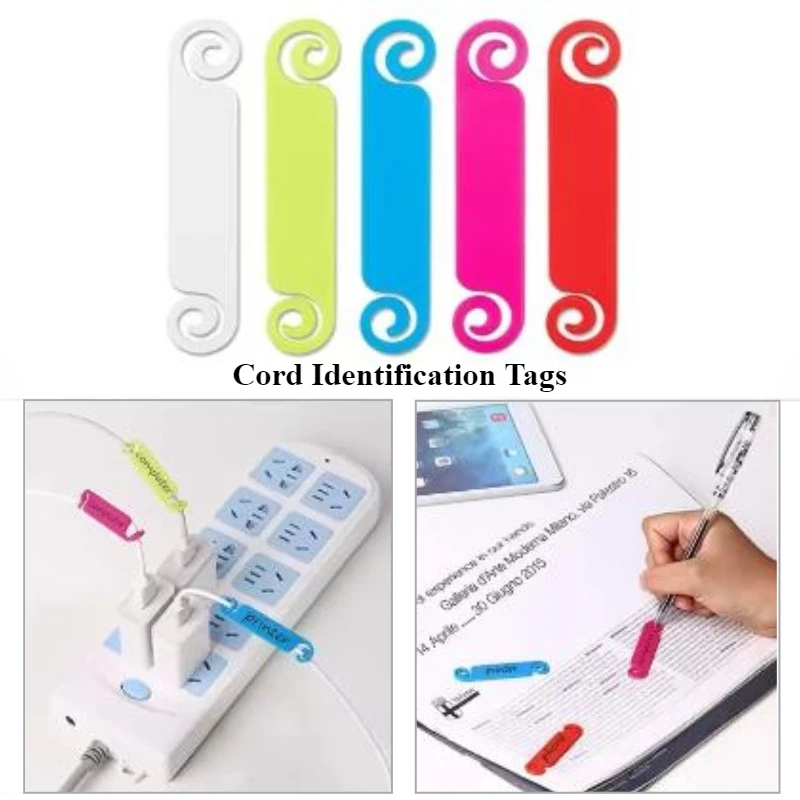 20Pcs Cable Clearance Ties Colorful Cord Markers Wire Identification Tags Fixations Earphone Phone Computer Charger Organizer