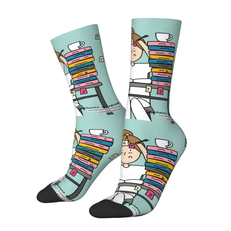 Enfermera En Apuros Nurse Medical Health Dress Socks Men's Women's Warm Funny Novelty Crew Socks