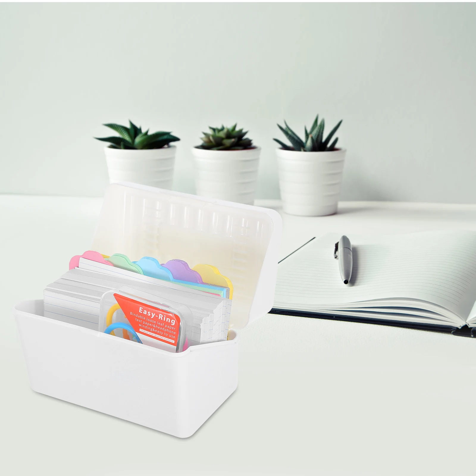 

Desktop Storage Box Cards Case Index Holder Business for Women Flash Organizer Pine Wood Dividers Convenient