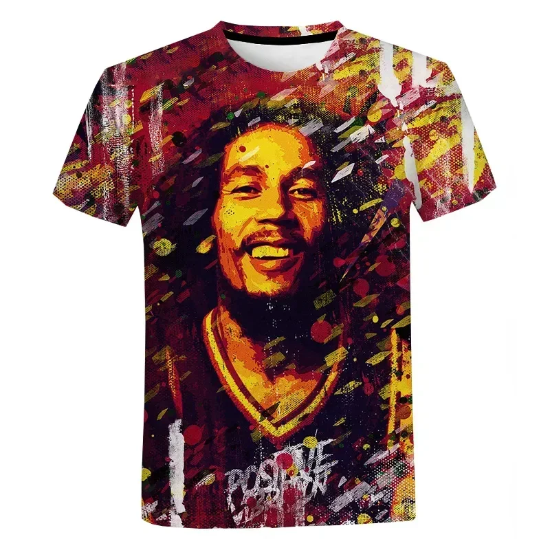 

Reggae Bob Marley 3d Printed T Shirt Men's Summer Casual Street Hip Hop Short Sleeve