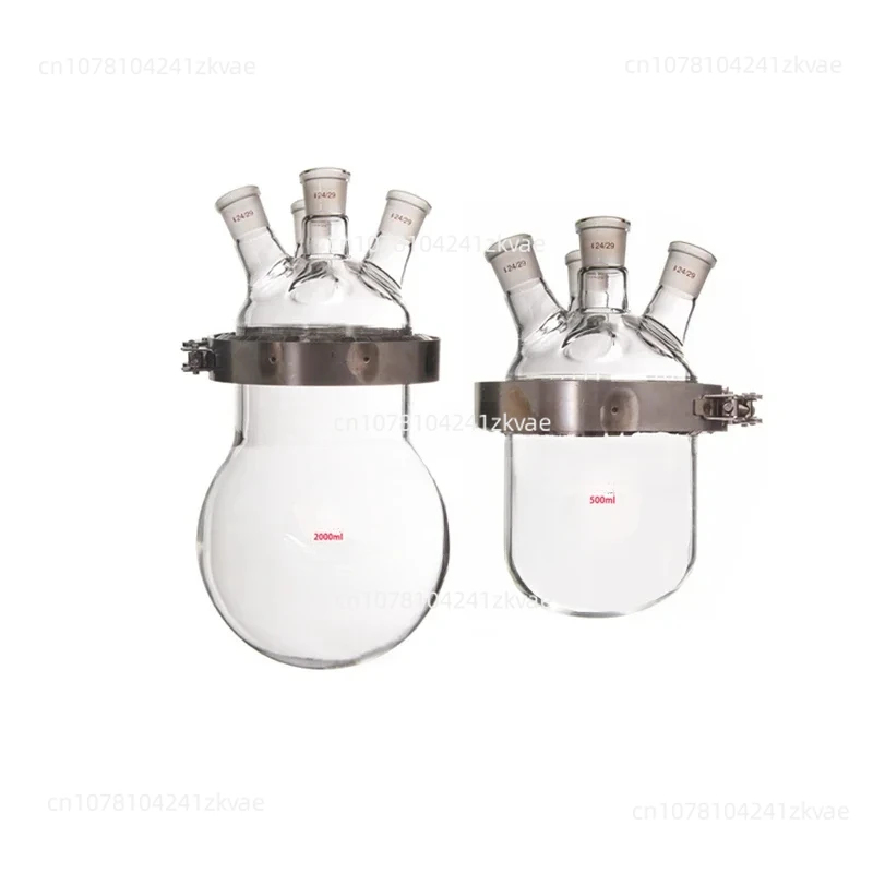 Open Reactor Glass Distillation Reactor Open Reaction Bottle Three Mouth Four Flat Bottom Round Bottom Flange Clamp