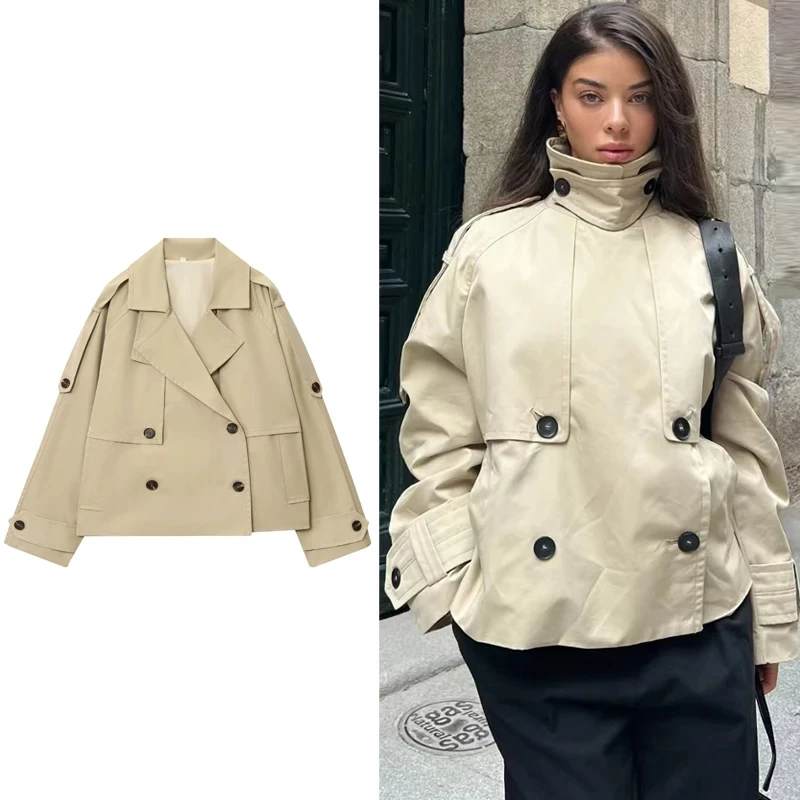 

Chic Khaki Loose Women's Jacket Atumtn New Single Breasted Pocket Women Trench Coat 2025 New Female Windbreaker Outwear