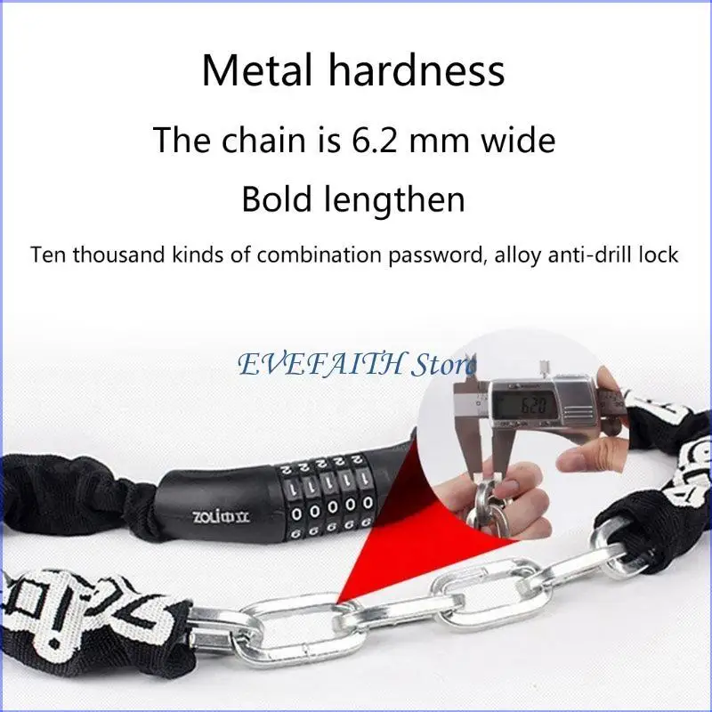 124B Blocco resistente alla motocicletta con blocco della catena per bici da bici da bici da ciclismo antifurto