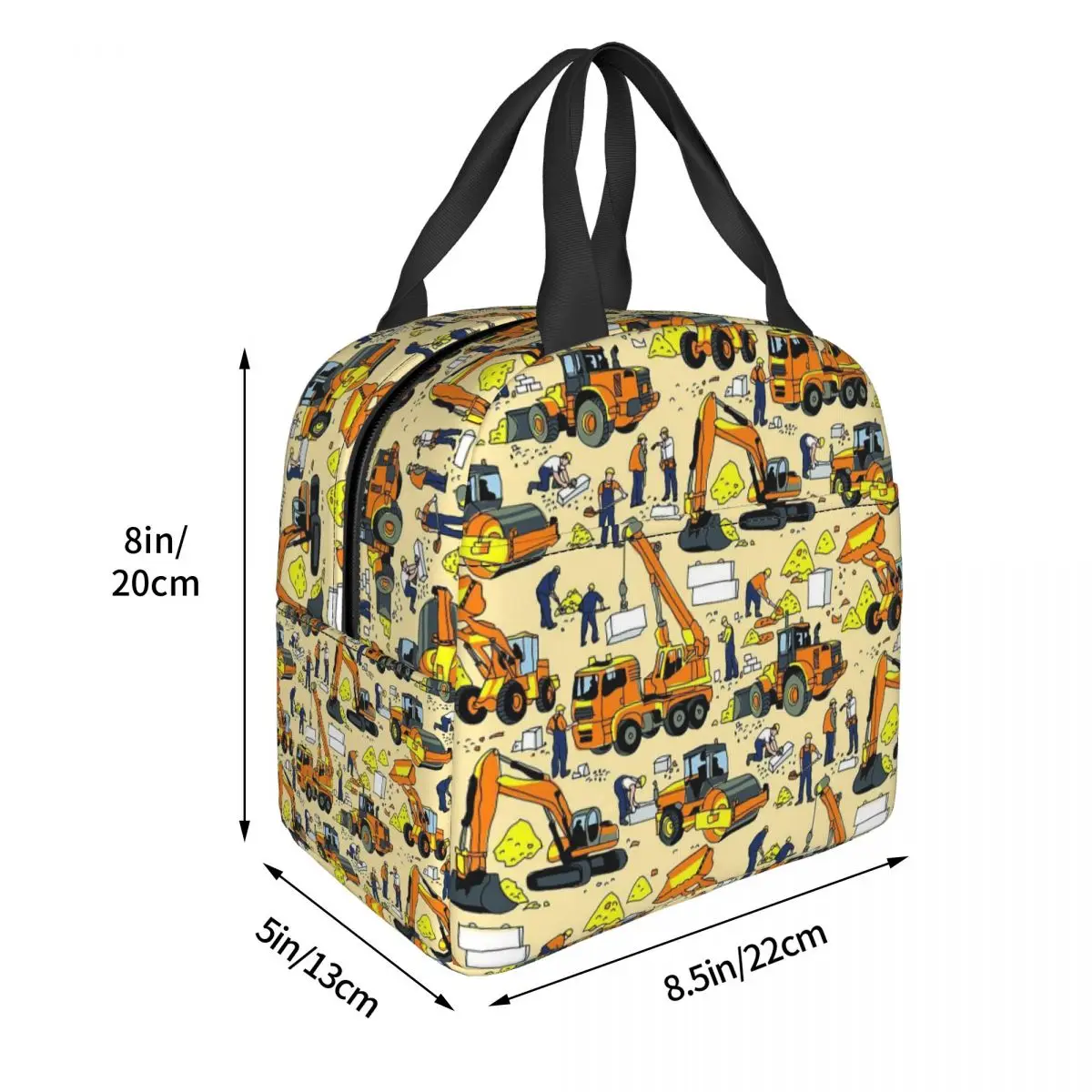 Cartoon Truck Car Tractor Excavator Pattern Insulated Lunch Bag for Women Children Portable Food Boxes Thermal Lunch Box Tote