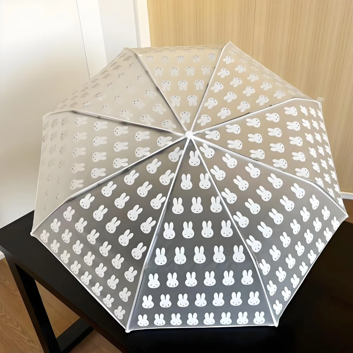 Hot Anime Kawaii Miffy Umbrella Fully Automatic Three-fold Frosted Handle Transparent Umbrella for Both Weather and Rain view 3