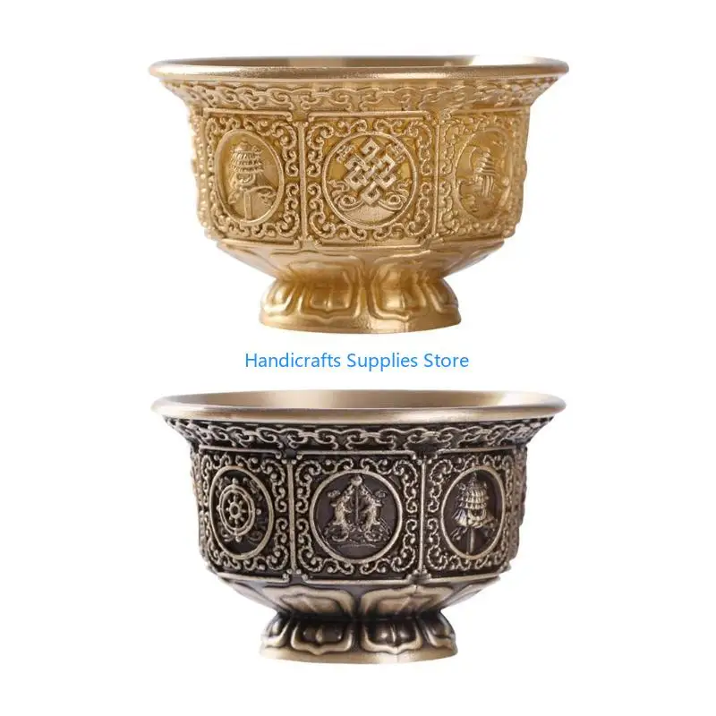 R1WA Sacred Copper Tibetan Offering Cup for Religious Ceremonies Holy Water Bowl