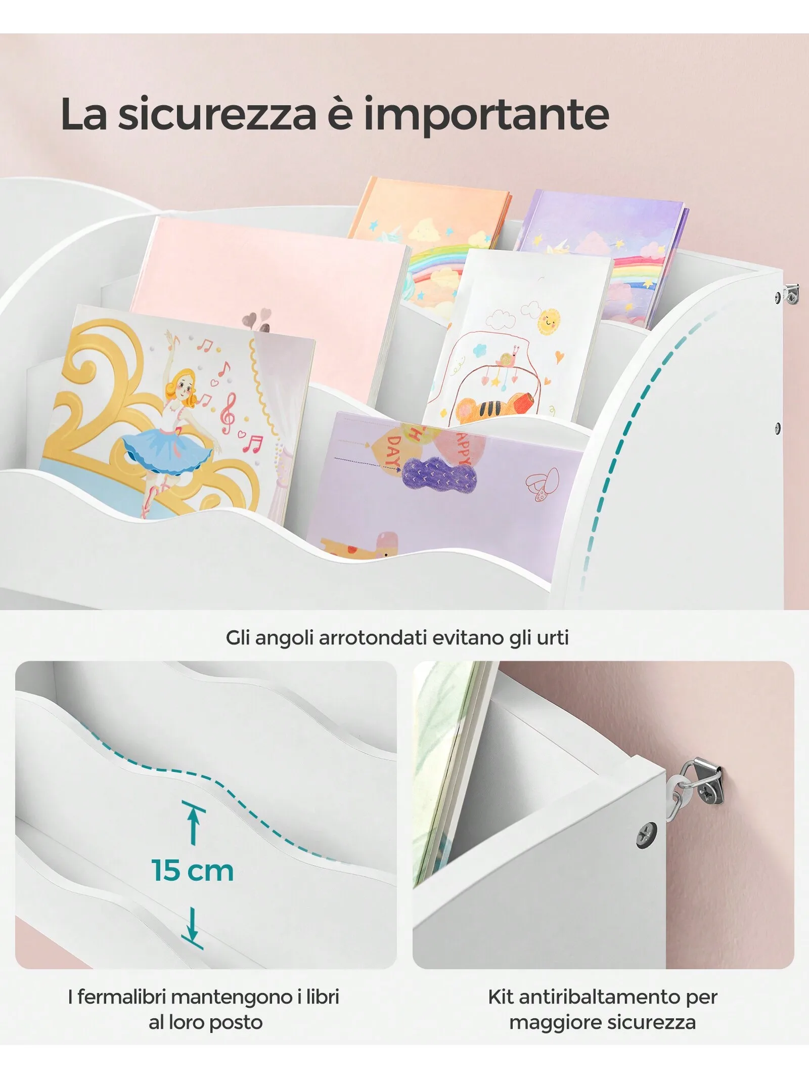 Mensola giocattolo SONGMICS, libreria per bambini, armadio per camera da letto con 2 contenitori per giocattoli, sala giochi, soggiorno, grigio