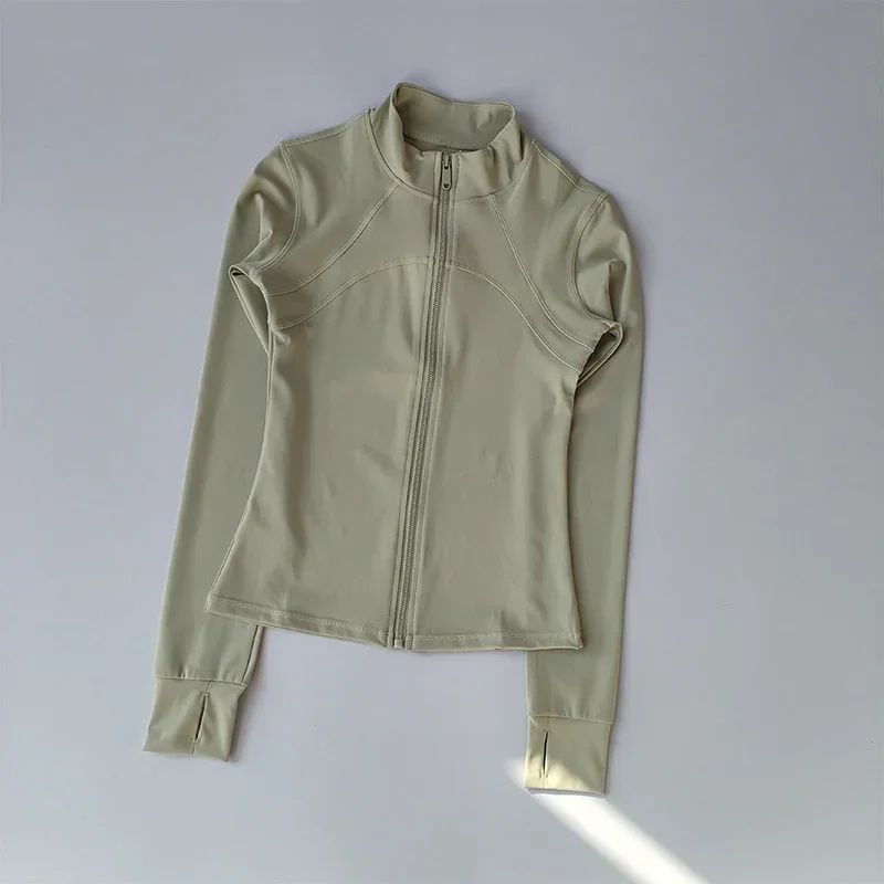 Zippered Sports Jacket for Women Yoga Suits Slim Fit Training Coat Running Jogging Long-sleeved Quick-drying Cardigan Jacket Top