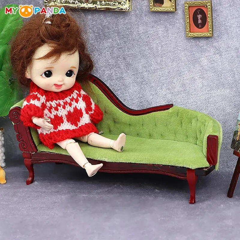 

1:12 Dollhouse Miniature Retro Sofa Imperial Concubine Couch Chair Mini Furniture Model Doll House Living Room Decor Accessories