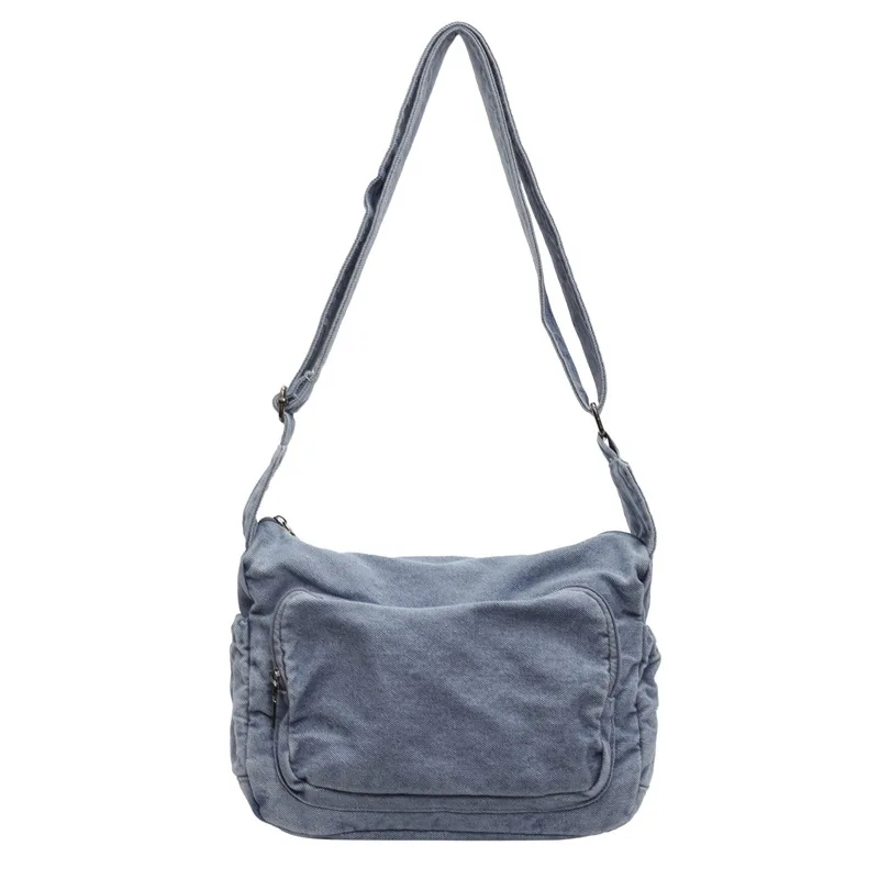 

Slouchy Denim Shoulder Bag - Lightweight Crossbody Purse with College Style Roomy Capacity for Daily Use