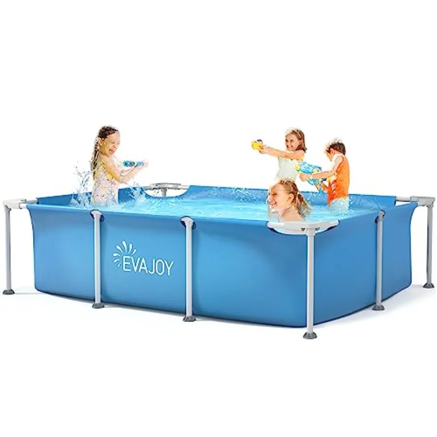 85in x 23in x 59in Metal Frame Swimming Pool Outdoor Rectangular Above Ground Pool with Steel Frame Heavy-Duty PVC Easy Assembl