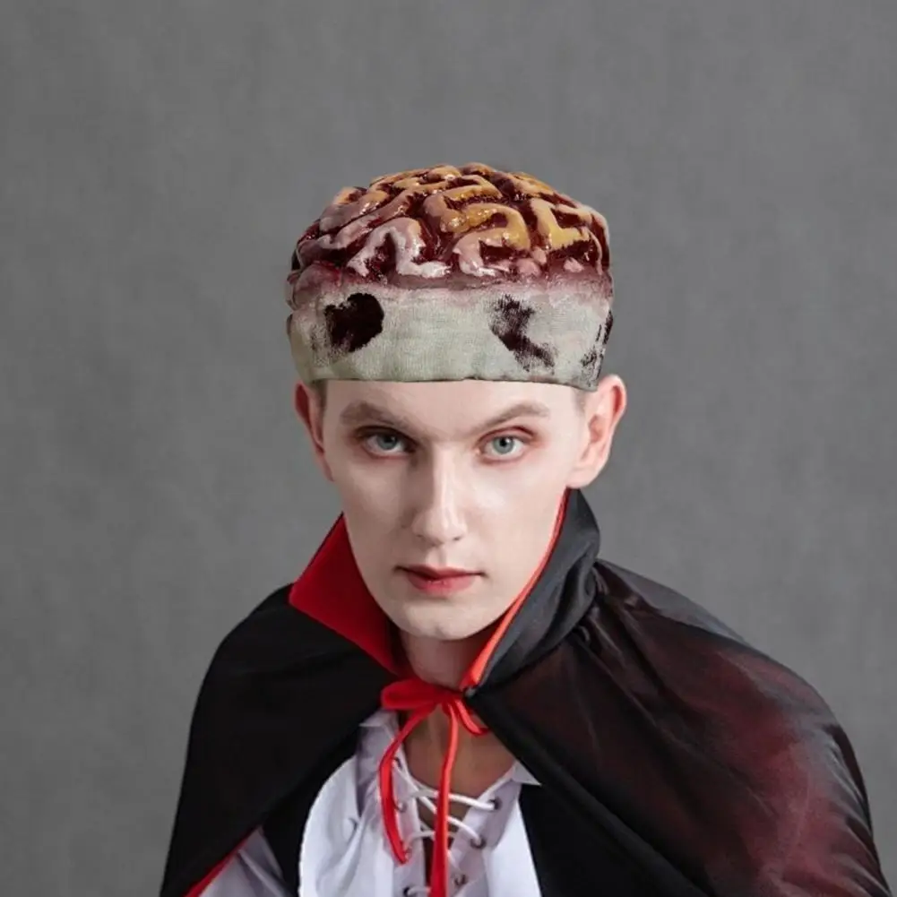 

Zombie Brain Cap Creepy Latex Headpiece Realistic Brain Hat Halloween Costume Headwear for Cosplay Horror Themed Parties