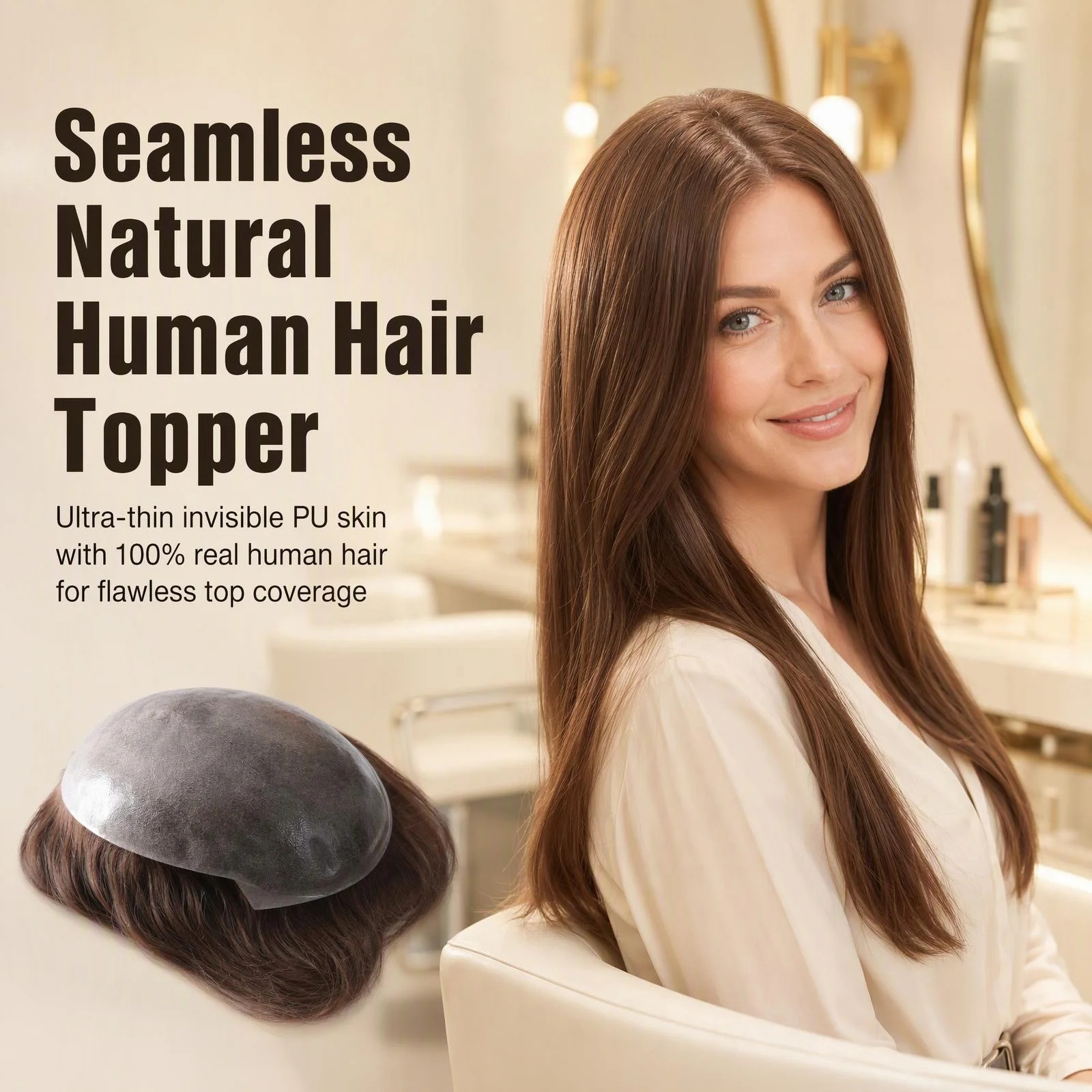 Human Hair PU Base Women Hairpieces 7x9 16inch Hand-Tied Hair System Ready Stock 72H Delivery Color 1B #4 #613 Dropship