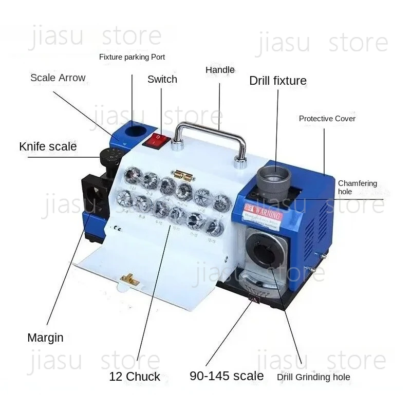 HY-13 Electric Drill Bit Sharpener, 3-13mm Fully Automatic Twist Drill Bit Grinder, 220V 180W High Precision Grinding Machine