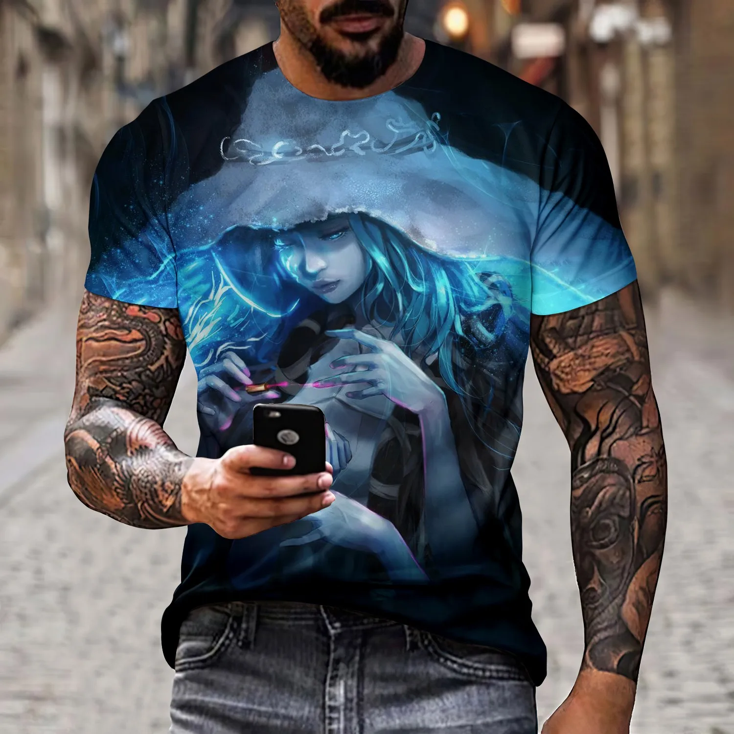 3D Printing Elden Pattern Berserk Tshirt Luxury 2024 Man Short Sleeve T-shirt Men Cfmoto Smg4 Falloud Luxury Brand Copy Clothes