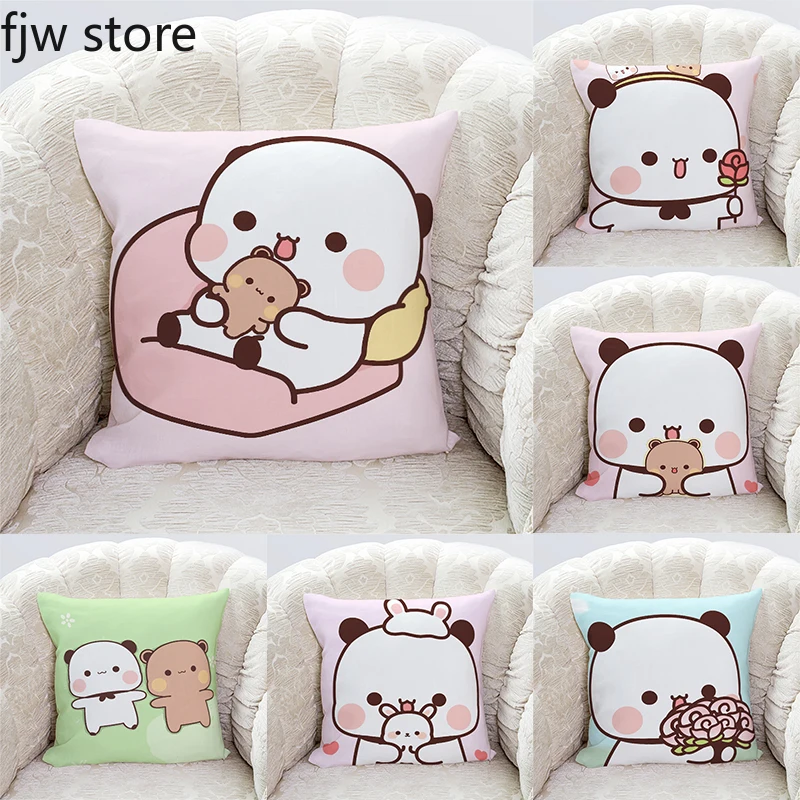 

Kawaii Panda Bubu and Dudu Print Pillowcases Cute Cartoon Anime Sofa Cushion Covers Bedroom Room Home Decor Pillowcases