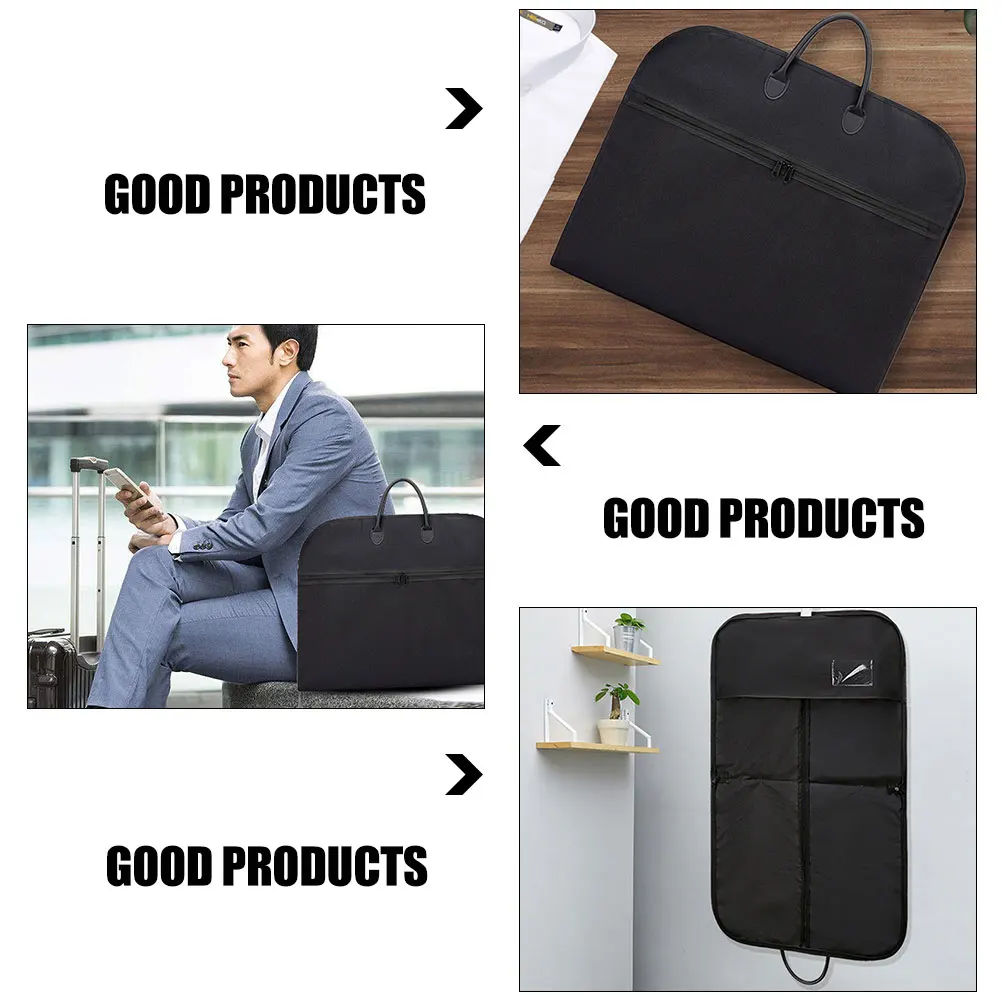 

Portable Garment Bag Business Suit Dust Proof Black Large Size Travel Clothes Storage Hanging Foldable Oxford Cloth