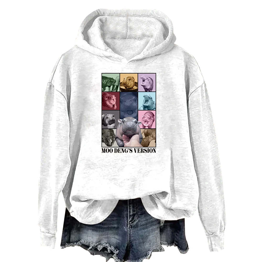 Cute Moo Deng's Version Baby Hippo Hoodie Men/Women Fans Gift Vintage Casual Hoodies