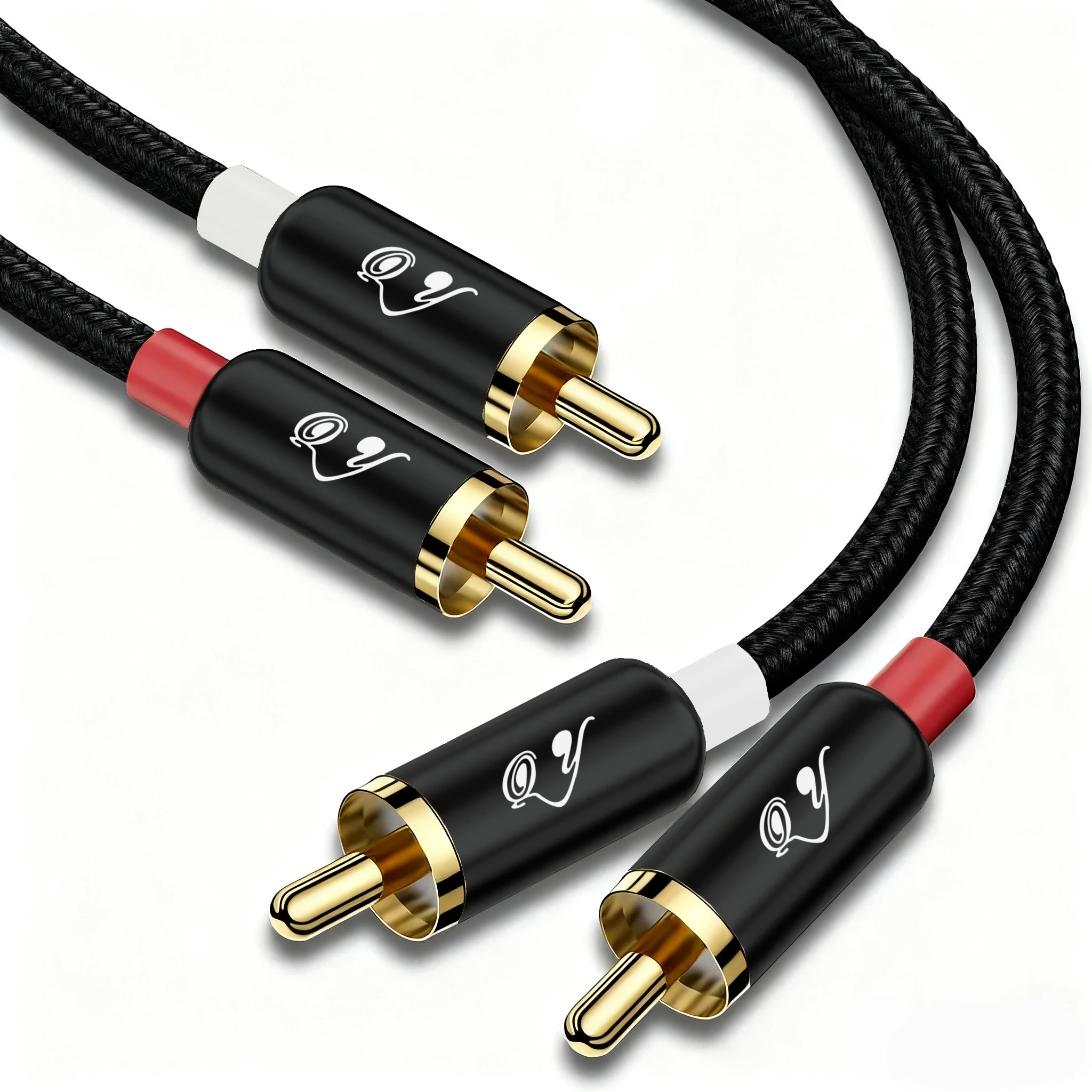 RG 2 RCA to 2 RCA Stereo Cable, 24K Gold Plated, Copper Core, L/R Channel, Hi-Fi for Home Theater/HDTV/Amp/Speaker/Car