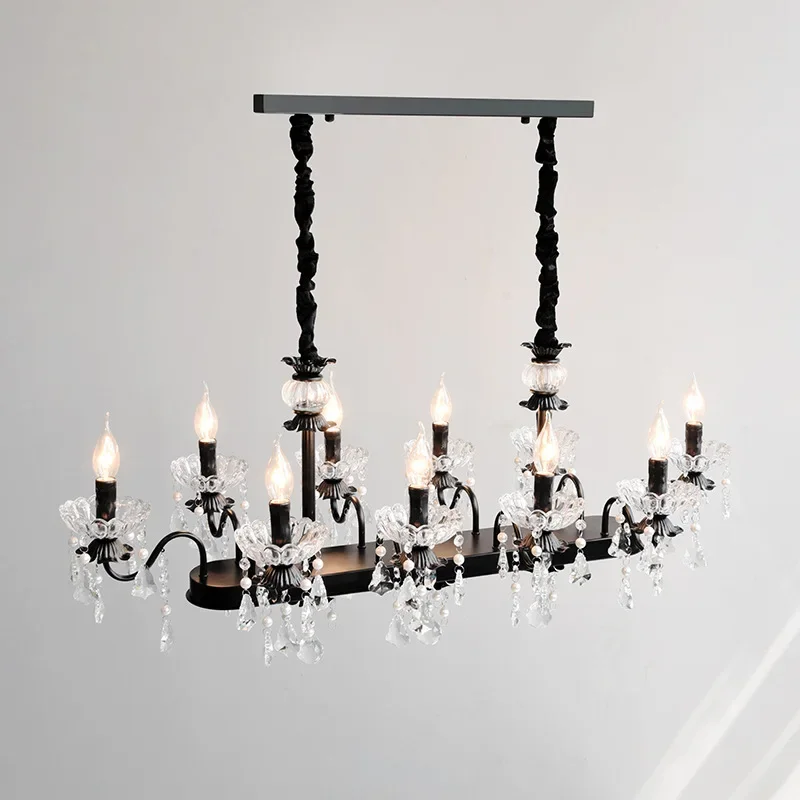 French dining table crystal chandelier restaurant bar art candle light luxury high sense