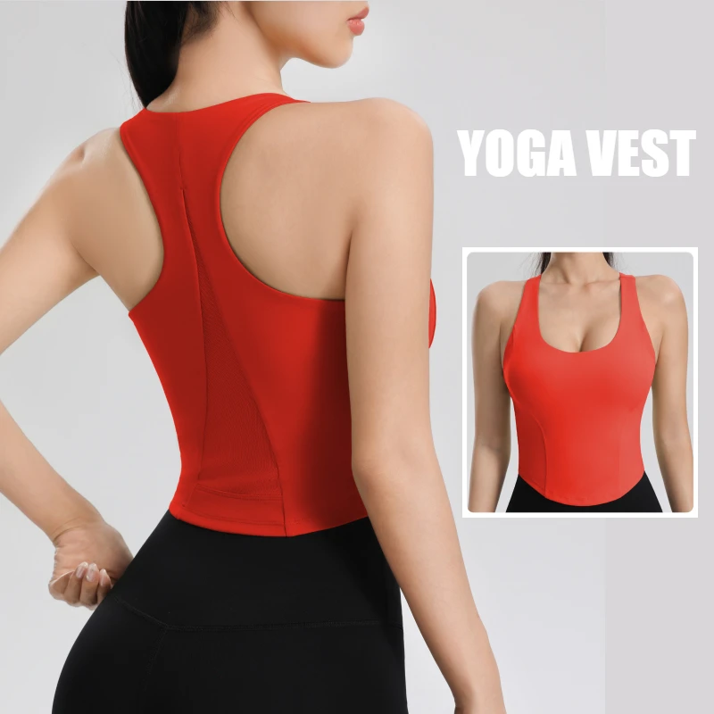 High-Quality Mesh-Back Stretch Yoga Tank Top U-Neck Breathable Slim-Fit Fitness Running Pilates Top Fashion Casual Vest