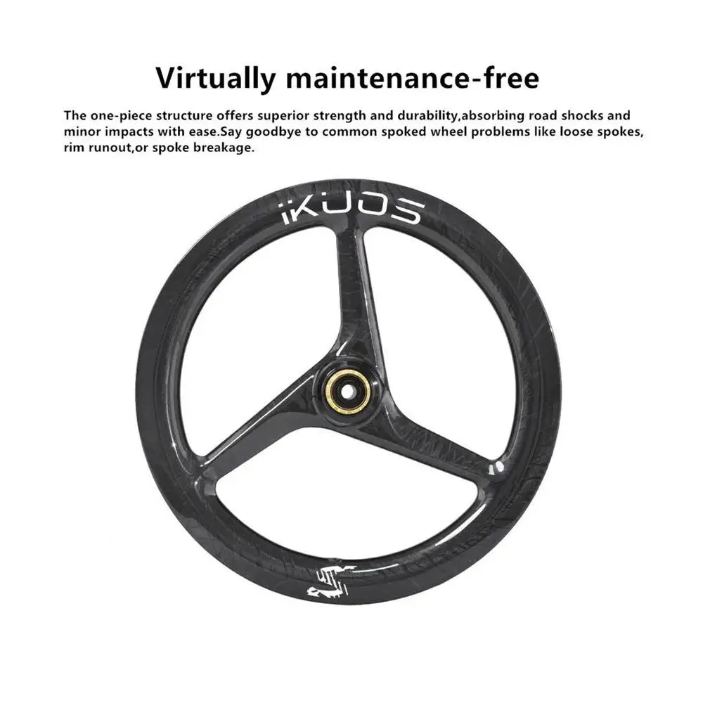 Ikuos For NEO Bicycle 349/406 Center-Lock Thru Axle Wheels Carbon Fiber Tri-Spoke Wheelset