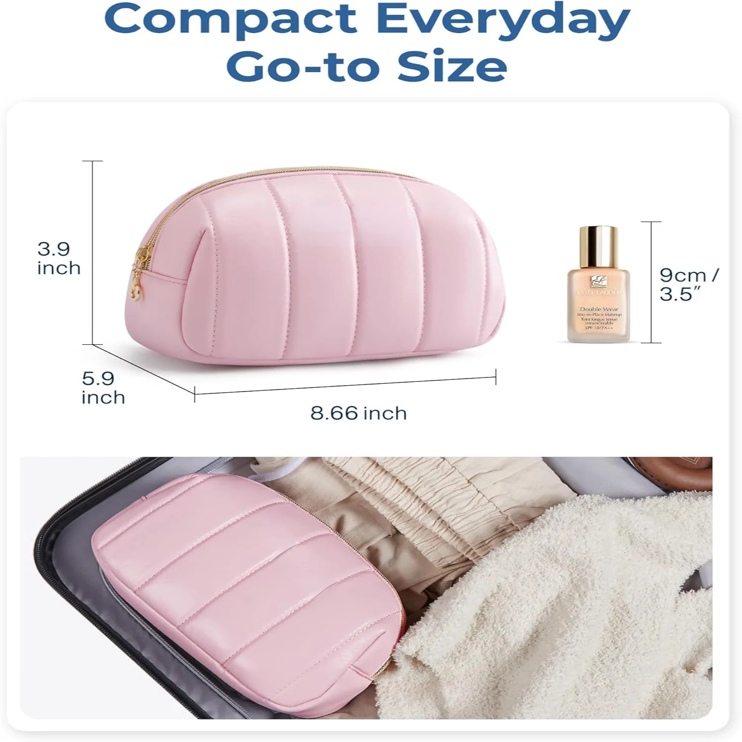 Niedlicher und stilvoller kleiner Make-up-Taschen-Organizer aus PU-Leder von BAGSMART für Damen – praktische und praktische tragbare Kosmetiktasche
