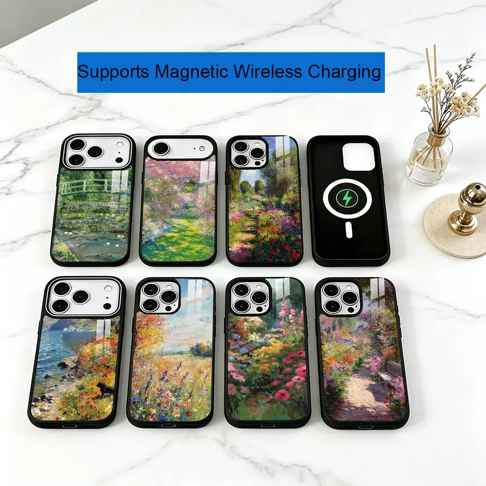 Claude Monet Garden Phone Case For iPhone17,16,15,14,13,12,11 Plus,Pro Allows magnetic wireless charging