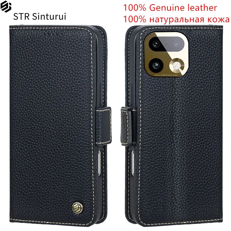 

STR 100% Genuine leather lychee grain card Slot Wallet Cover For Realme 16 15 14 Pro PIus 15T 14T 14x Flip shockproof phone Case