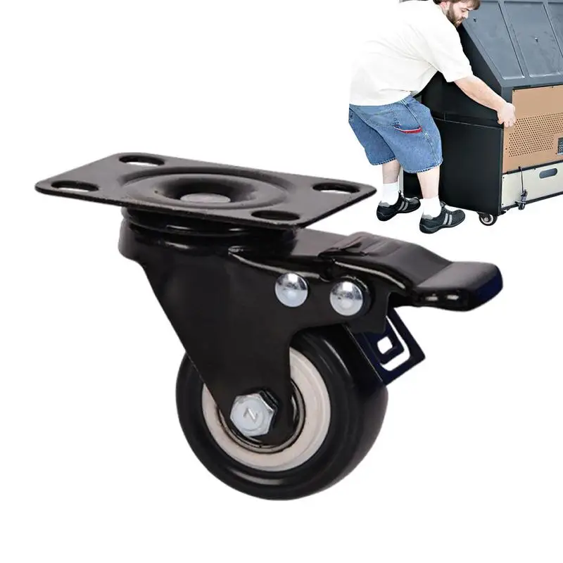 Locking Casters Industrial Casters Swivel Plate Casters With Brake Furniture Workbench Trolley Wheels Multi-Directional Casters