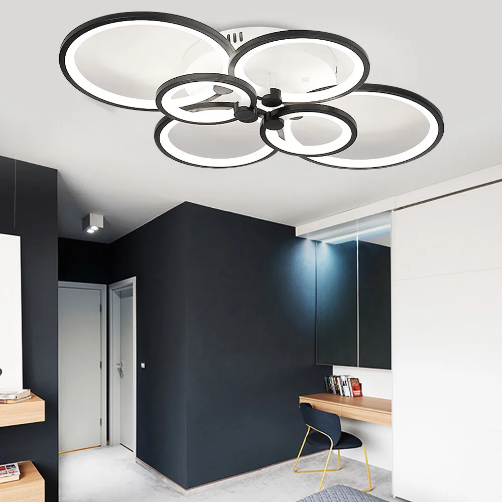 

6 Heads Modern Led Chandelier Acrylic Pendant Lamp For Living Room Bedroom Stepless Dimming Three Light Colors