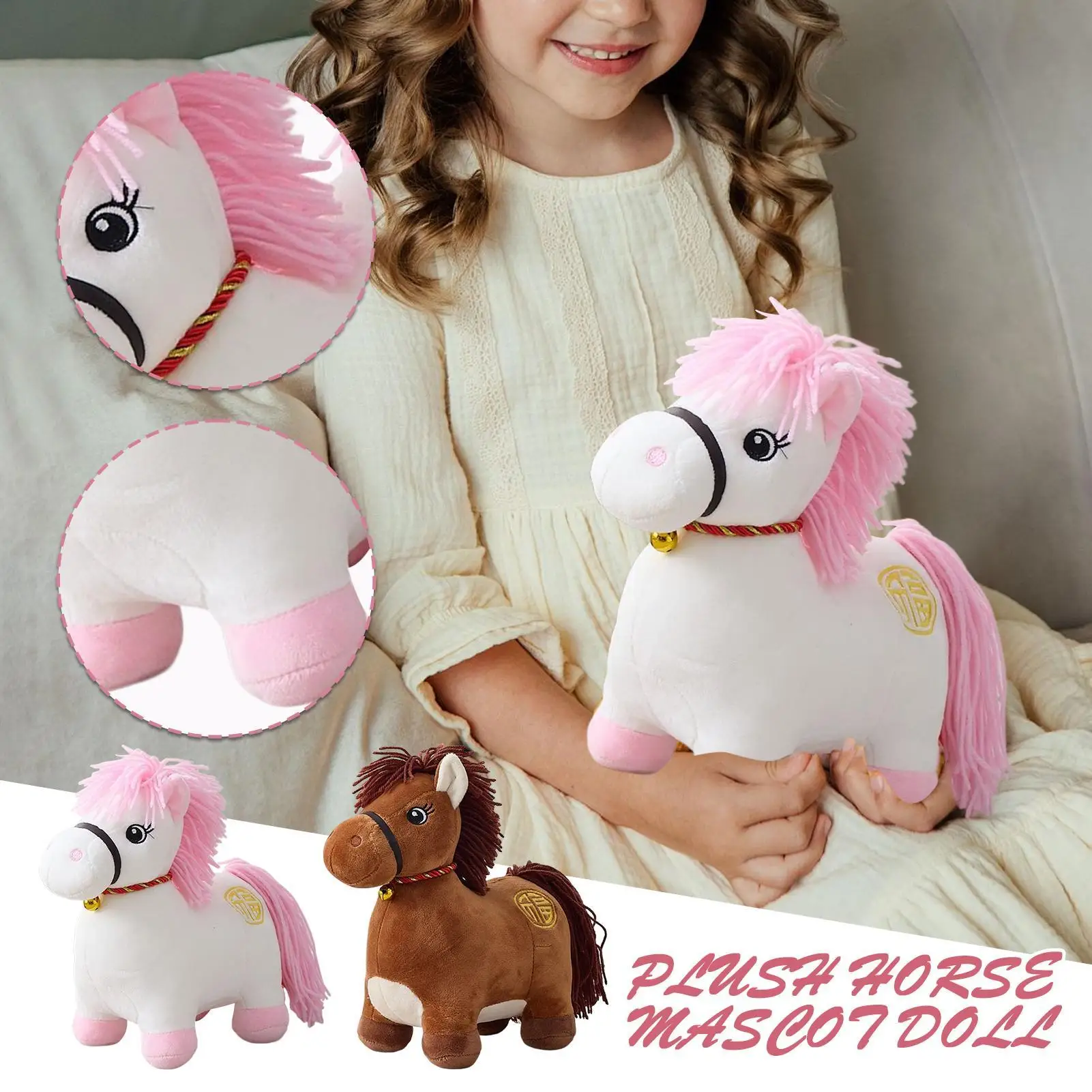 Ano novo lunar cavalo de pelúcia macio brinquedo animal de pelúcia 2026 auspicioso brinquedo de pelúcia mascote animal de pelúcia para o ano novo chinês