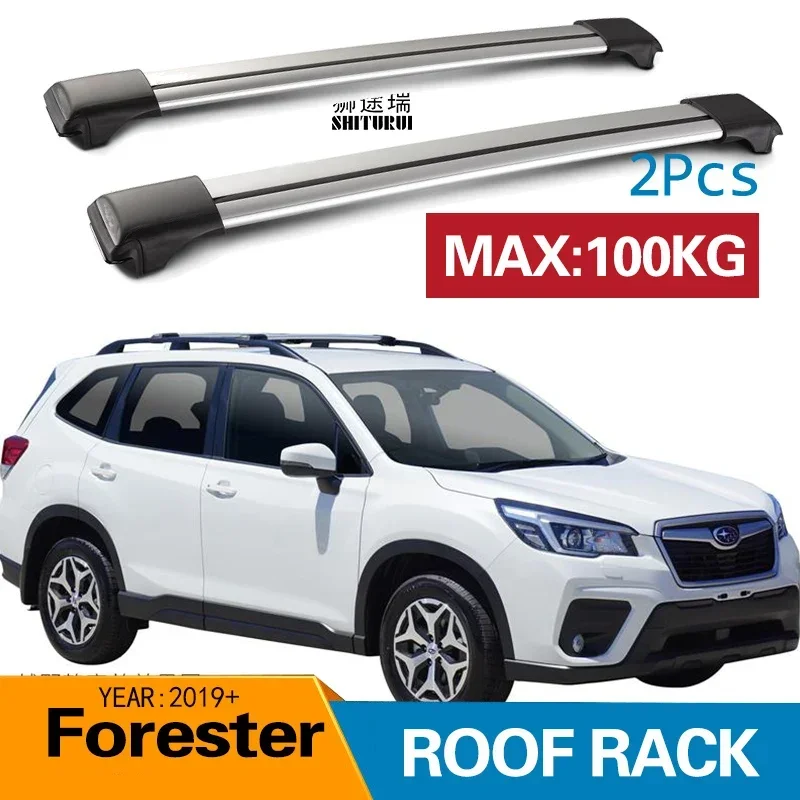 2Pcs Roof bars For SUBARU Forester 2019 2020 2021 2022 2023 Aluminum Alloy Side Bars Cross Rails Roof Rack Luggage CUV SUV LED