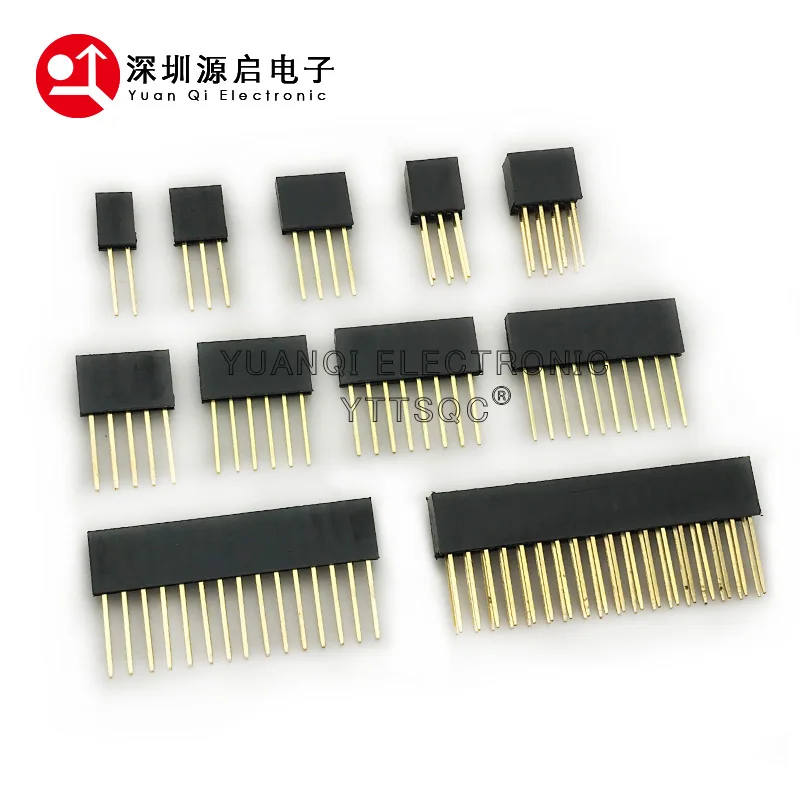 2.54mm Enkele Dubbele Rij Vrouwelijke Socket 1X5/6/8/10/15/16/40 2X3/4/20/18/40 Lange pins PC104 11mm PCB Board Pin Header Voor Arduino