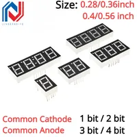 5PCS 0.28/0.36/0.4/0.56 inch 0.36inch 7 Segment 1/2/3/4 bit Red Digital Tube Common Cathode/Anode LED Digit Display 1bit/2bit