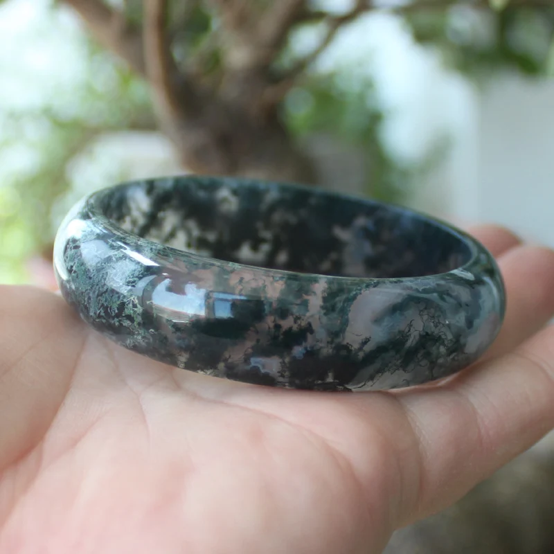 

Pure Natural Water Plants Agate Bracelet Purple Water Plants Landscape Painting