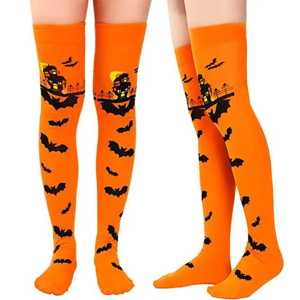 Calzini di Halloween sopra il ginocchio alla moda Lolita Cosplay Calze elastiche per pipistrelli Accessori cosplay Calzini alti al ginocchio per Halloween