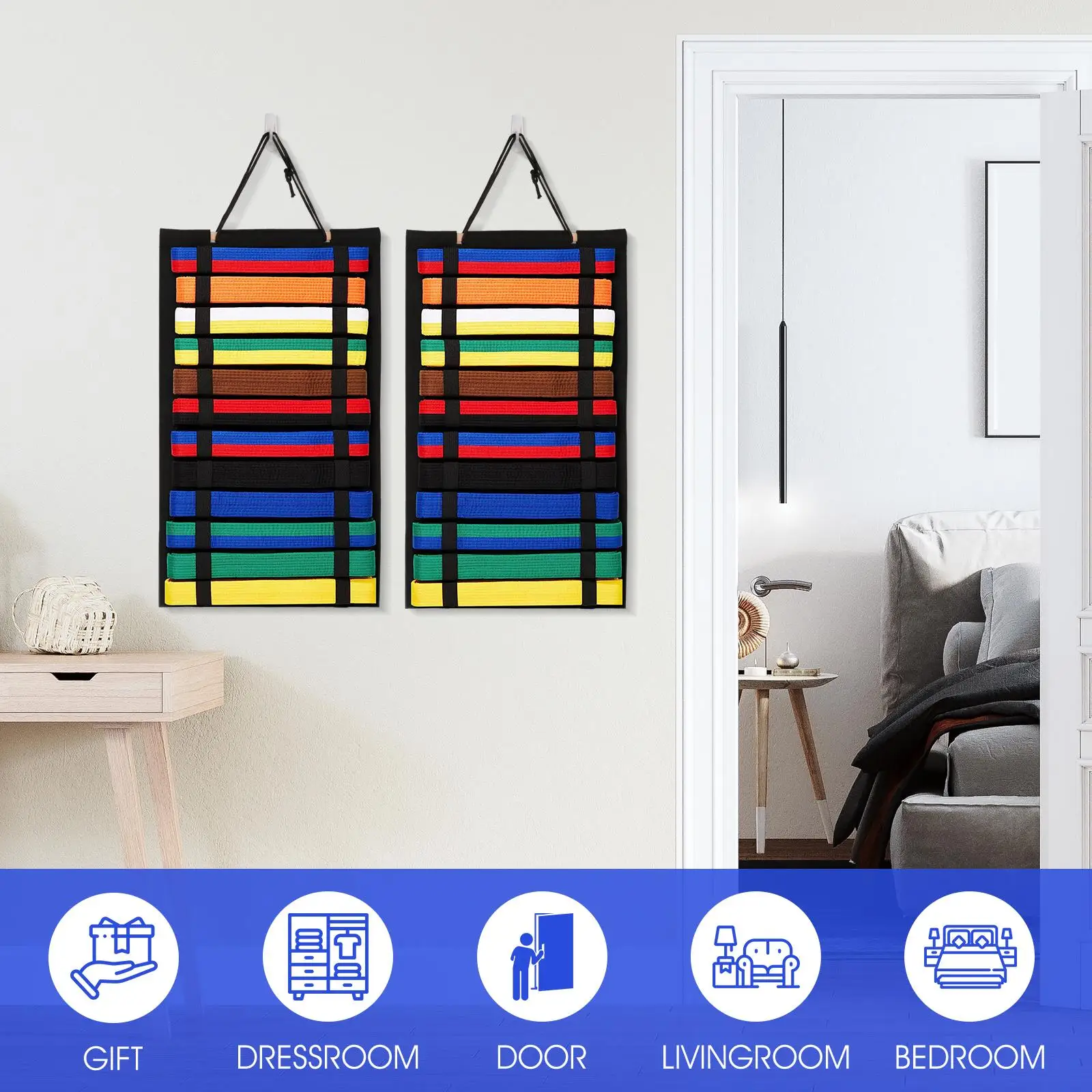 Arts Belt Storage Solution - Wall Mount for Karate, Taekwondo, and More