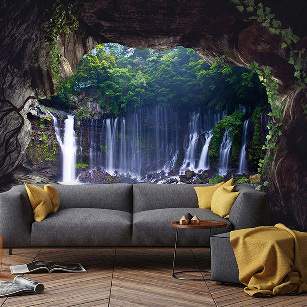 

Custom Nature Landscape Cave Wallpaper living room Restaurant Barbecue Restaurant Decor art photo Murals wall papers home decor