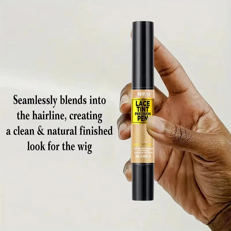Precision Lace Tint Pen for Wig 5ml 0.17oz Black Medium Dark Light Brown - with Brush Applicator Tinted Lace Parting Pen