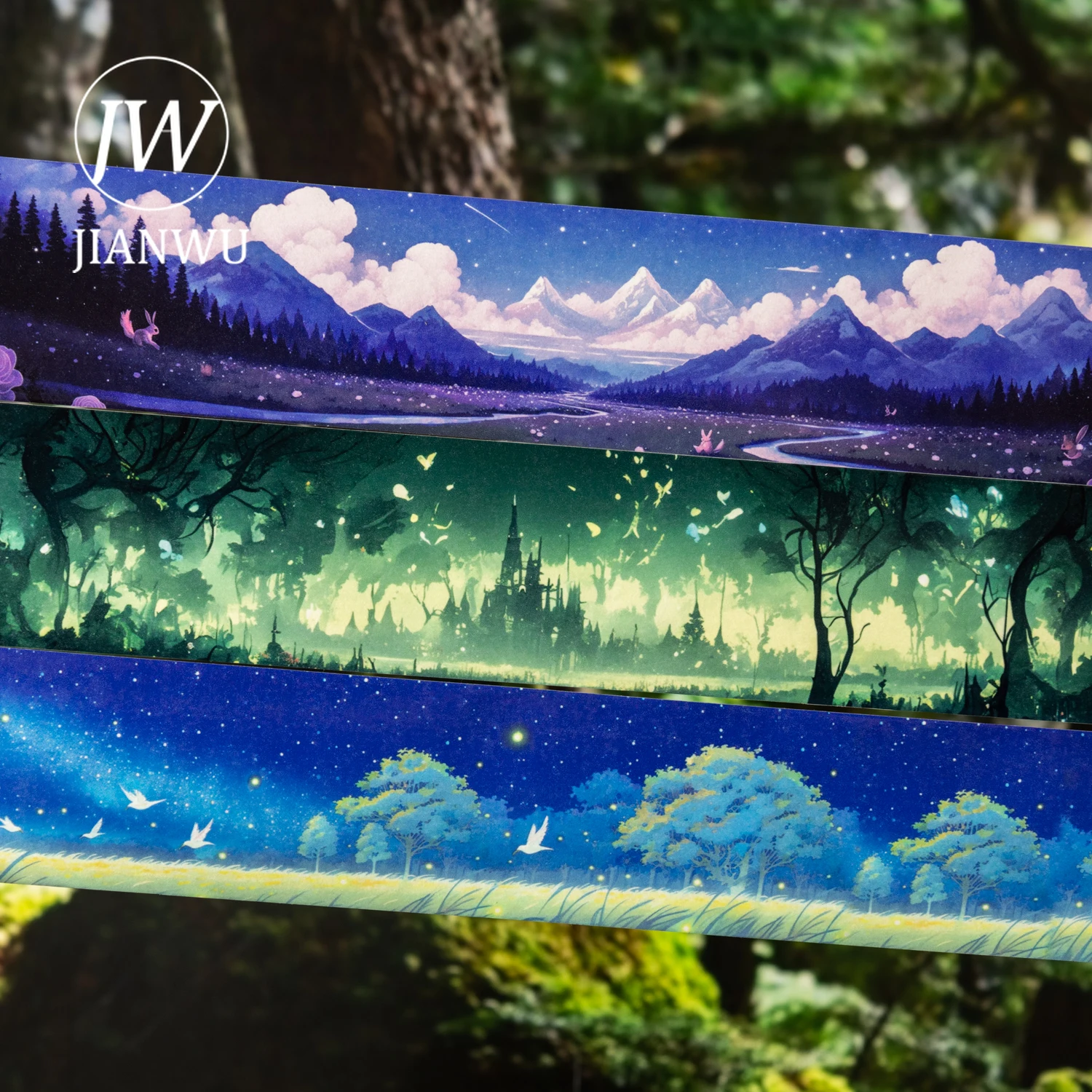 

JIANWU 50mm*200cm Dance with Forest Series Vintage Tree Plant Landscape Material Collage Washi Tape Creative Journal Stationery