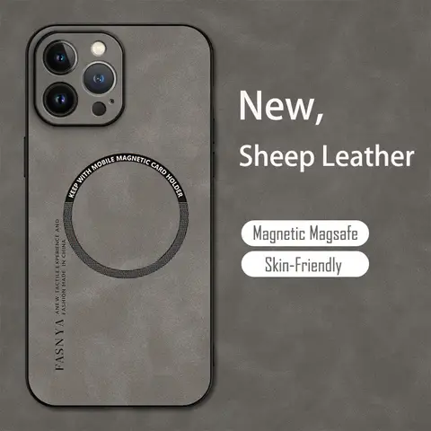 For Magsafe iPhone 15 14 13 12 11 Pro Max X XR XS max 14 15 Plus Sheepskin Vintage Magnetic Leather Soft Phone Case Cover