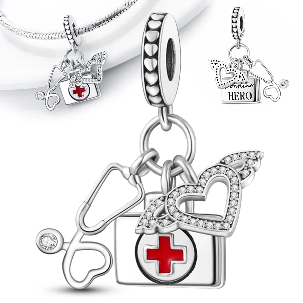 925 Sterling Silver 2024 First Aid Kit Pendant For Original 925 Bracelet Necklace Jewelry Making