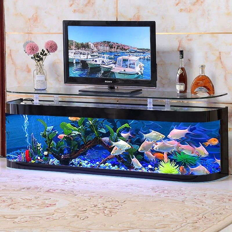 

TV Cabinet Fish Globe Living Room Home Medium and Large Floor Double round Turtle Wall Glass Creative European Style Aquarium