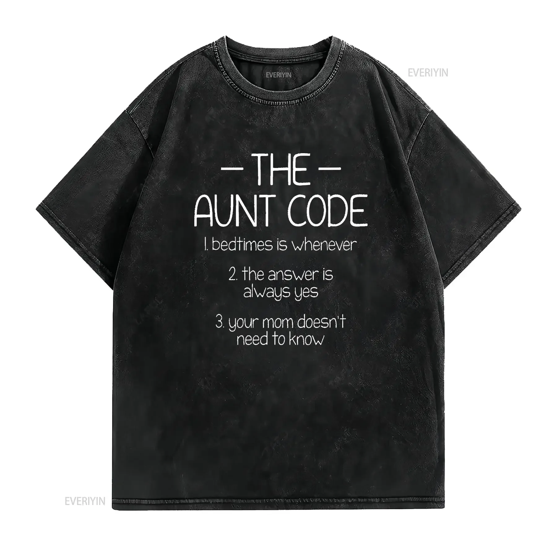 Womens The Aunt Code Bedtimes Is Whenever Answer Always Yes T Shirt Black 2XL vintage Washed Stylish homme graphic fashion