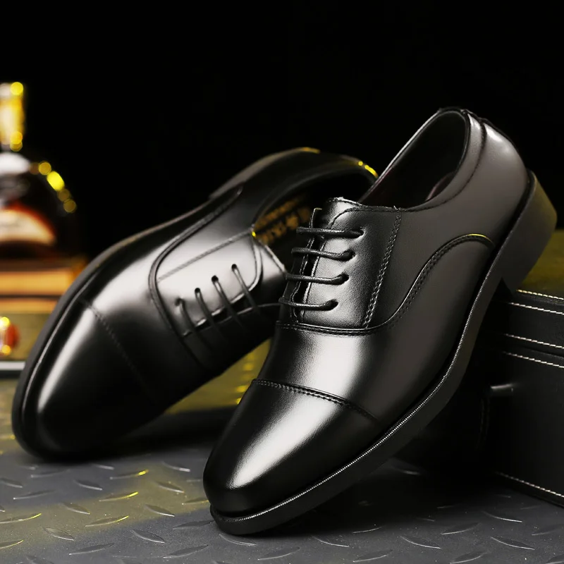 Men Breathable Rubber Formal Dress Shoes Male Office Wedding Flats Footwear Mocassin Homme Business Faux Leather Shoes