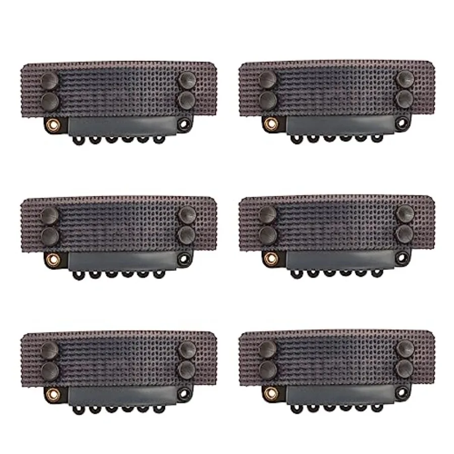 6 Pcs Stickable Wig Clips U-Shape Snap Clip 32mm 6-Teeth Hair Extensions Clips for Fixed Wig Windproof Strap Dark Brown