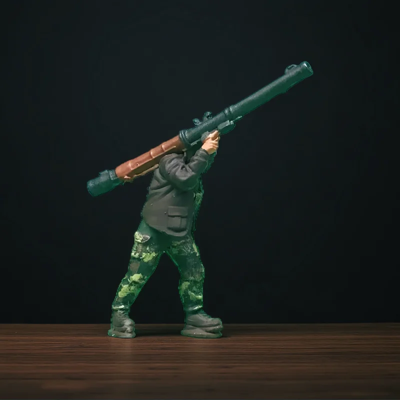 1:64 Soldati in resina Modello di stampa 3D Mitragliatrice pesante Artiglieria Razzo Action Figures Accessorio di scena fai da te in miniatura